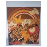 Vintage print fabric wall panel