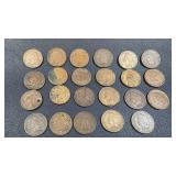 23 Indian Head pennies,1873-1908