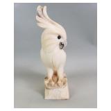 Vintage hand-carved alabaster cockatoo sculpture