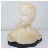 Italian carved alabaster bust on marble base