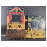 Pair of vintage cut themed folk art mirror. 1 is