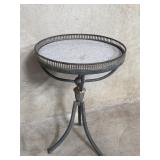 Vintage metal side table with faux marble top
