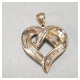 14k gold and diamond heart pendant
