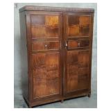 Antique Compactom walnut wardrobe with keys