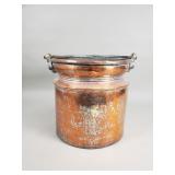 Antique copper pot with solid brass handle