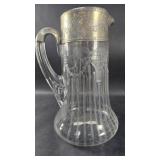 Sterling silver and etched glass pitcher