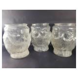 3 vintage glass owl vases