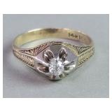 Antique 18k & 14k gold and diamond ring