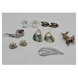 Vintage designer earrings and brooches