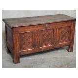 Antique carved walnut coffer chest