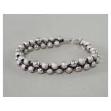 Sterling silver and leather beaded bracelet
