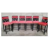 Vintage ebonized upholstered bar stools