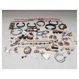 Group of costume jewelry, bracelets, earrings,