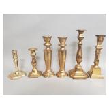Group of brass candlesticks