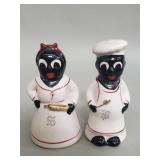 Black Americana hand painted ceramic salt and