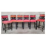 Vintage ebonized upholstered bar stools