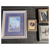 4 vintage Erte framed prints