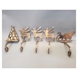 Vintage brass Christmas stocking holders