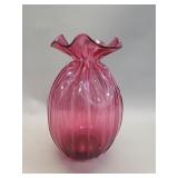 Vintage cranberry glass vase