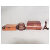 Group of wood jewelry, trinket and cigar boxes