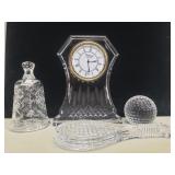 Waterford crystal desk clock, paperweights, and