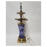 Vintage cobalt cut to clear table lamp