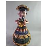 Vintage folk art hand painted terracotta sculpture