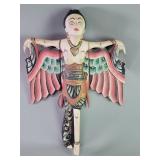 Vintage Balinese carved wood flying goddess Dewi
