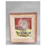 Vintage signed Lee reversed painting on glass