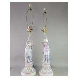 Pair of vintage bisque figural table lamps