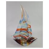 Murano glass style sailboat sculpture