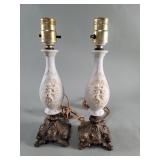 Vintage bisque and spelter table lamps with
