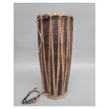 Indonesian cylindrical freestanding wood drum