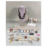 Group of vintage costume jewelry, bracelets,