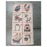 Vintage handmade Americana motif hook rug sampler