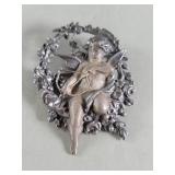 Sterling silver Cupid brooch