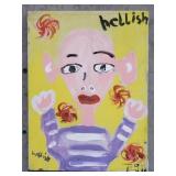 Signed 'Hellish' oil painting on canvas with i