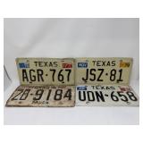 Group of four vintage Texas License plates
