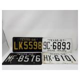 Group of four vintage Texas license plates
