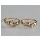 14k gold and diamond 2 piece engagement ring