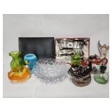 Vintage items - colored glass, music box