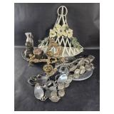 Box of misc metal wall shelf, center bowl, s