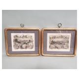 Pair of antique hand colored engravings