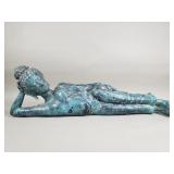 Vintage brass reclining Buddha