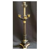 French bronze and gilt candelabra table lamp
