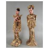 Pair of Mid century ceramic Siamese dancer