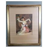 Signed Ngwe Gaing watercolor full-length portrait