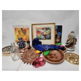 Vintage items; terracotta plates, pink bunny