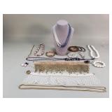 Vintage jewelry: necklaces and bracelets, brooches