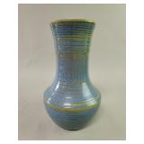 Mid century blue and green glazed pottery vase